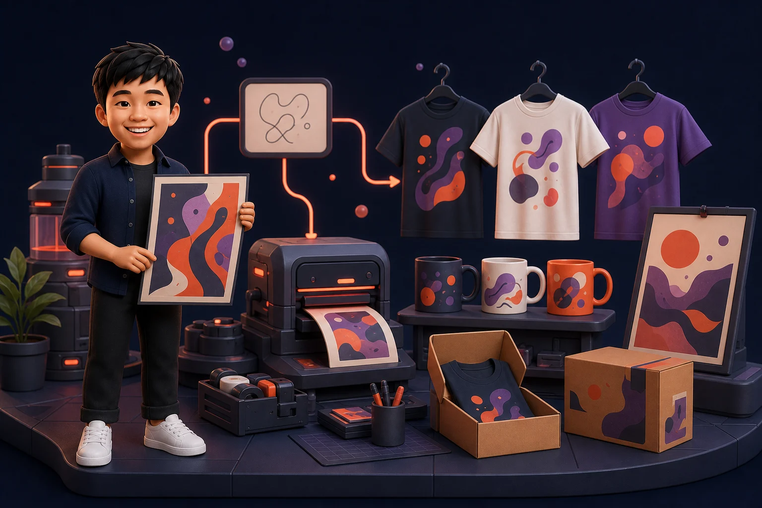 Minh họa 3D Print on Demand (POD)