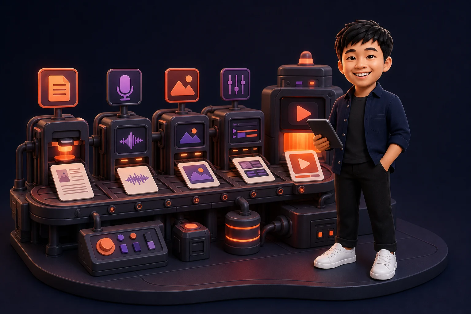 Minh họa 3D Youtube Automation