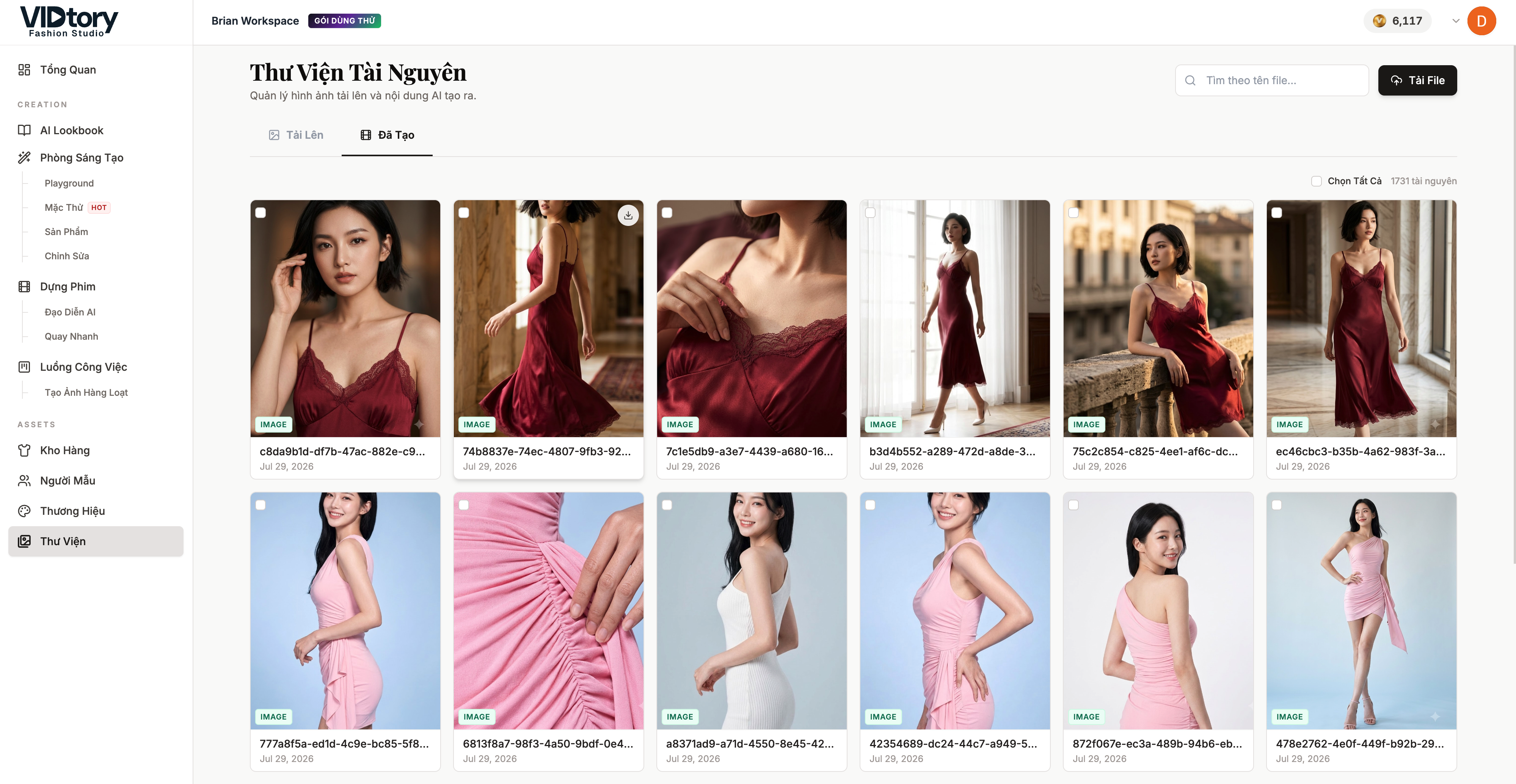 Thư viện hình ảnh thời trang được tạo trên fashion.vidtory.ai